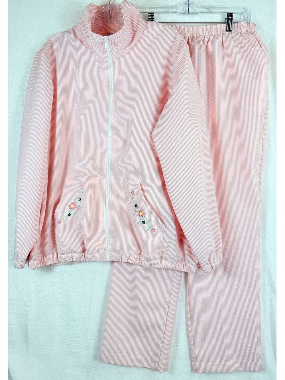 Blair Women’s Clothing Jacket Pants Large Petite Pink Seersucker Outfit Lot Set